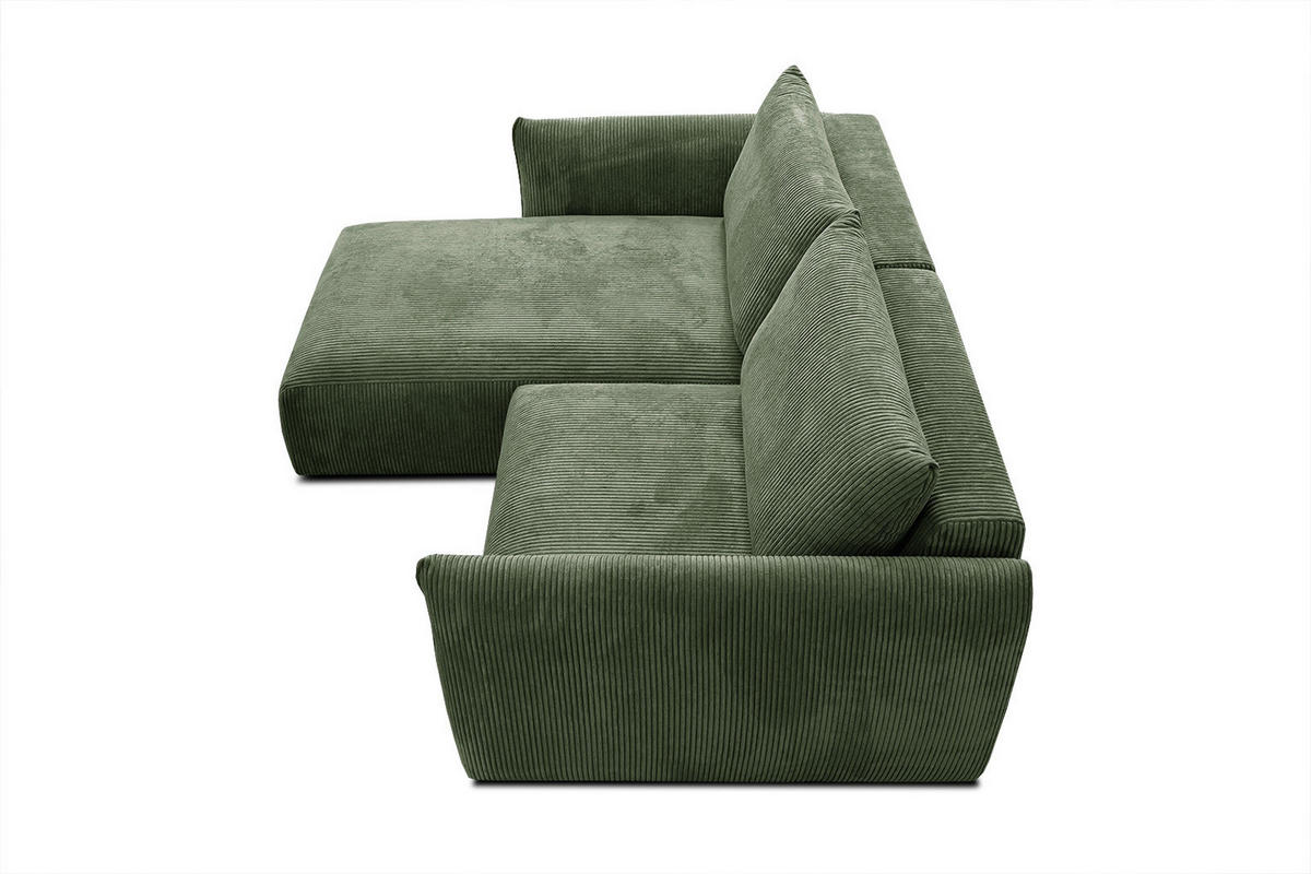 ECKSOFA TAUER 3-Sitzer, olivgrün - Schwarz/Olivgrün, Holzwerkstoff/Kunststoff (173/206cm) - Courtois Laville