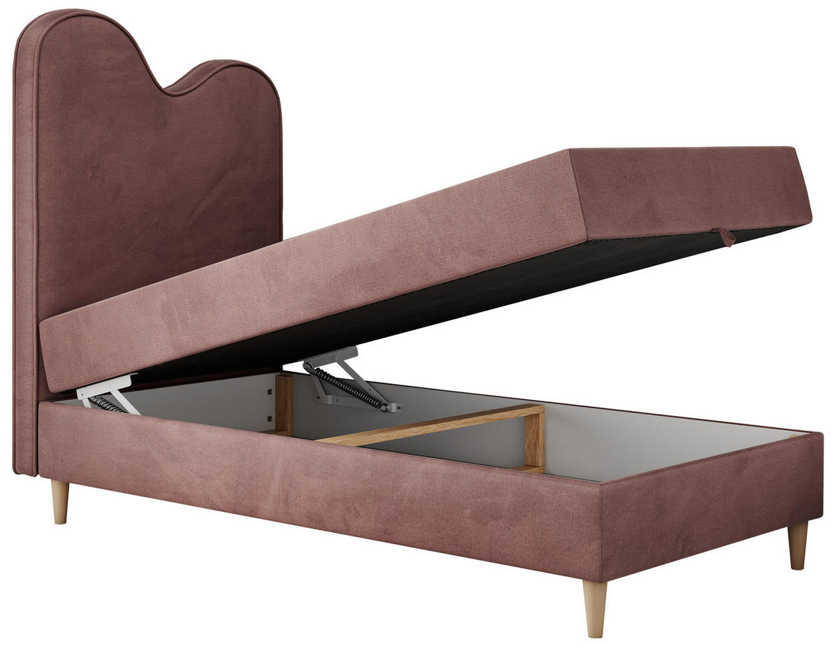 BOXBETT FLOW 90/180 Rosa Velvet hydrophob - H3 - Rosa, Holz/Textil (90/180cm) - MKS