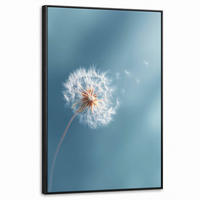 LEINWAND Bilder mit Rahmen - Löwenzahn - Wind - Blau - 60x90 - Blaugrau, Textil (60/90cm) - MuchoWow