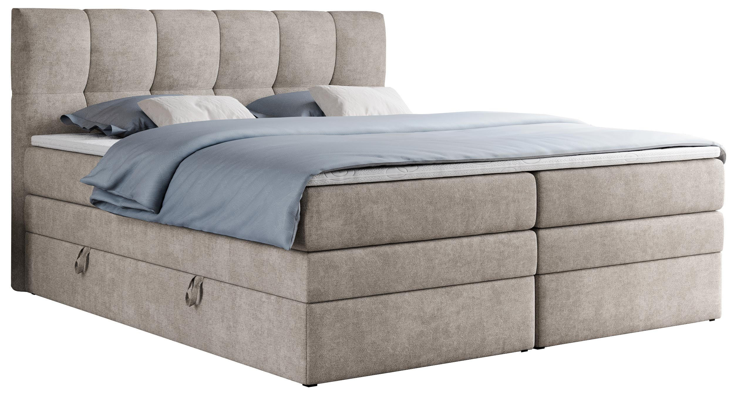 BOXSPRINGBETT ALVIN KING 160/200 Beige Struktur - H3 - Beige, Holz/Textil (160/200cm) - MKS