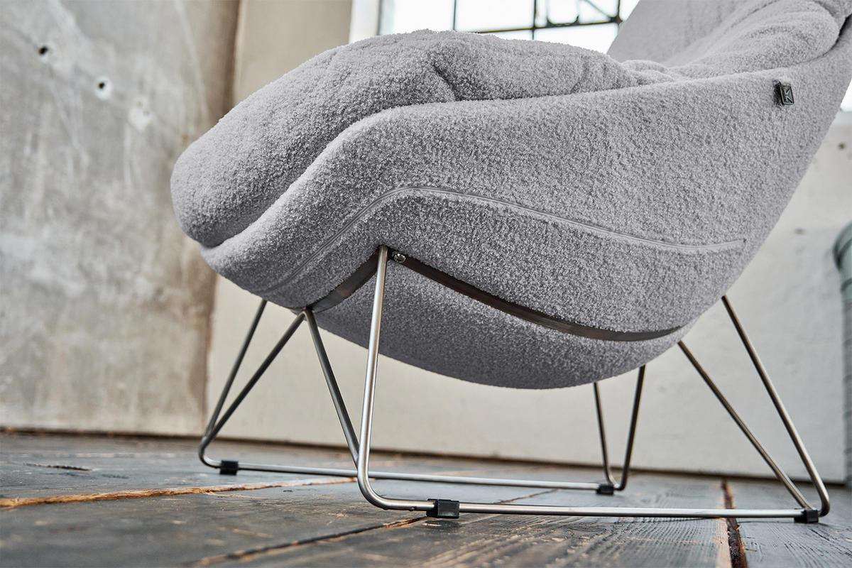 RELAXSESSEL AVON Grau Webstoff - Silberfarben/Grau, Textil/Metall (78/93/105cm) - KAWOLA