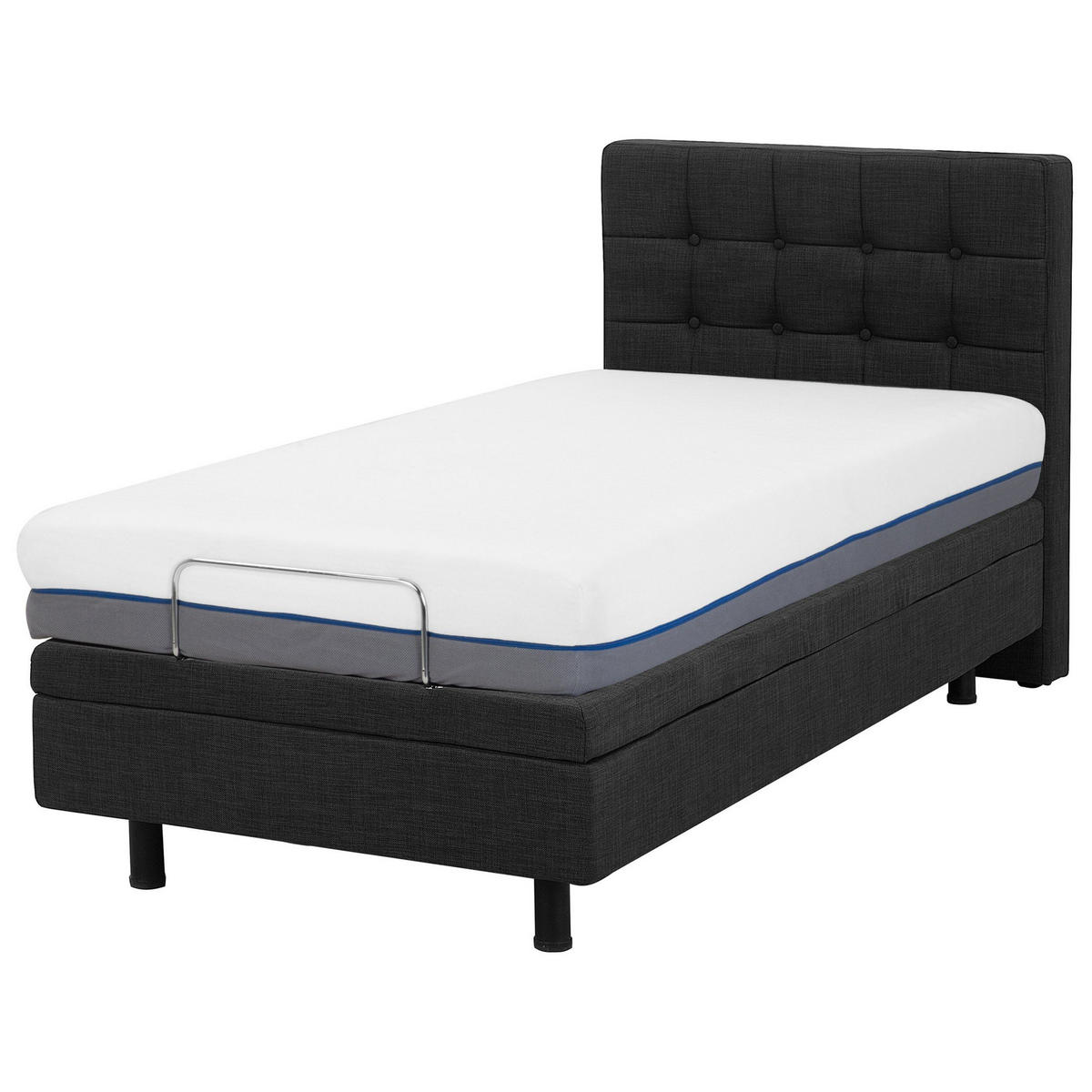 POLSTERBETT 90/200cm Dunkelgrau Duke - Dunkelgrau, Textil (90/200cm) - Beliani