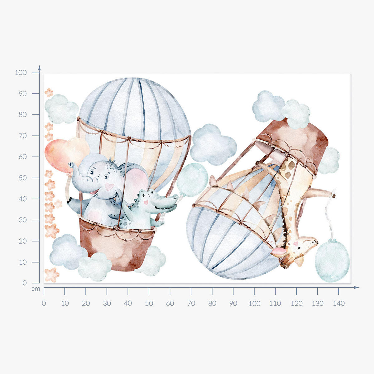 WANDAUFKLEBER 100x146cm - Pastellfarbene Ballons - Multicolor, Kunststoff (100/146/0.1cm) - Wallfluent