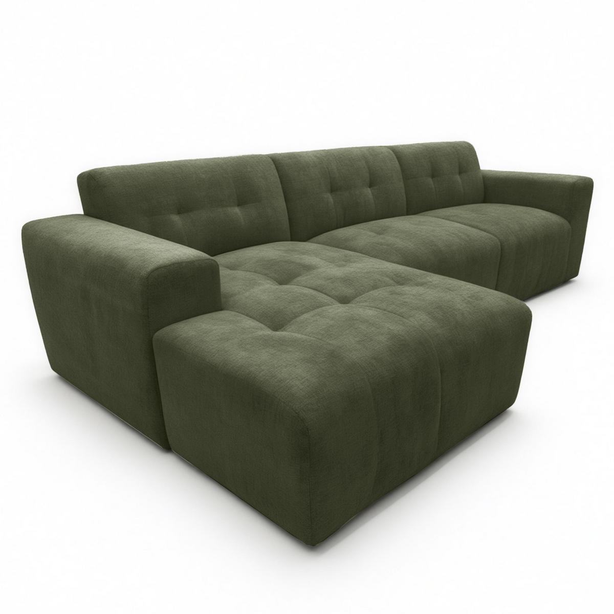ECKSOFA L Form Corlu Grün 310/165/78 cm – stilvolle kleine Eckcouch Links - Schwarz/Grün, Kunststoff/Textil (310/165cm) - AX Living