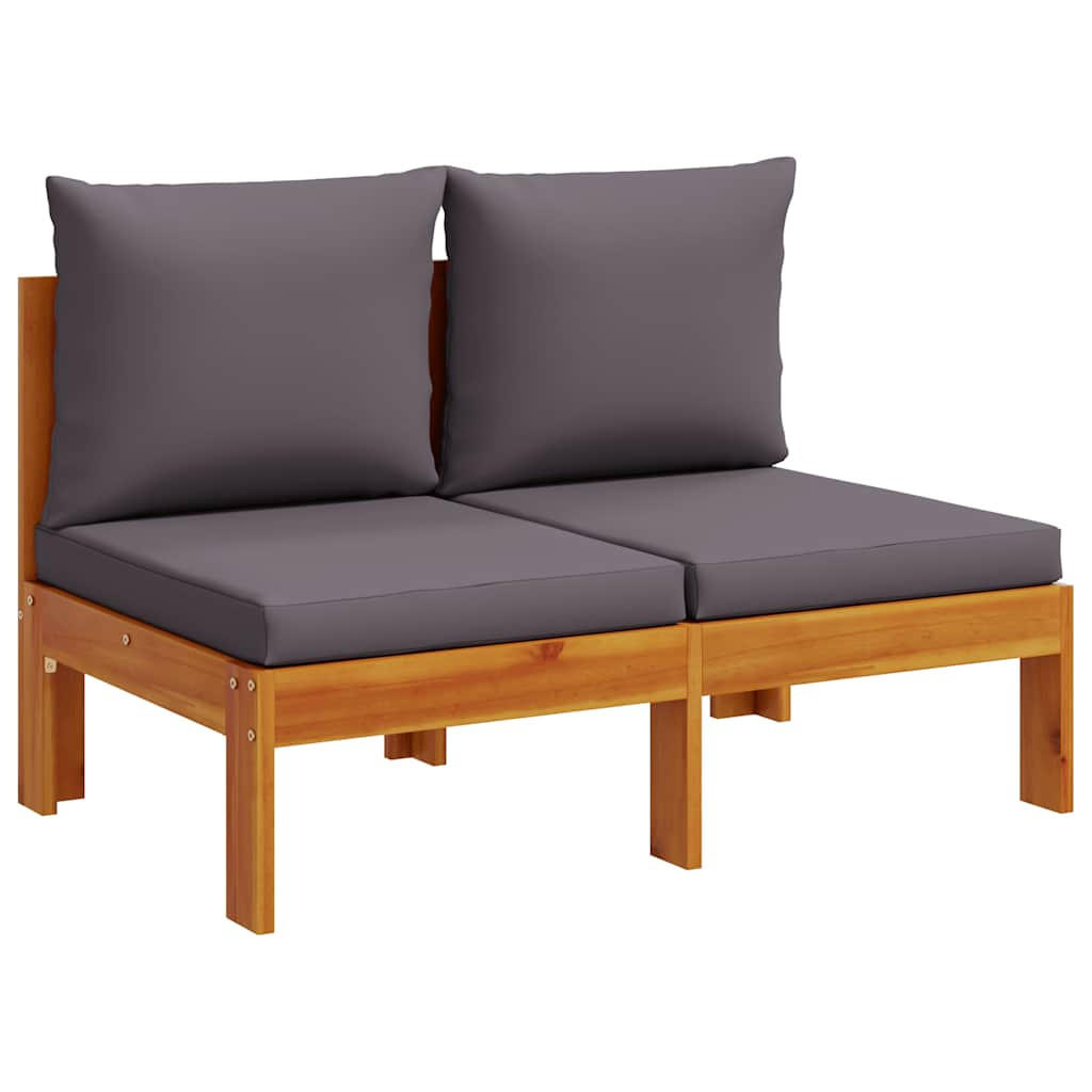 GARTENSOFA Ohne Armlehnen Mit Kissen 2-Sitzer Massivholz Akazie - Dunkelgrau, Holz (68/64/106cm) - vidaXL