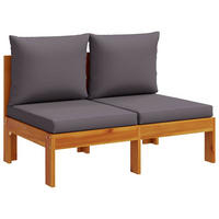GARTENSOFA Ohne Armlehnen Mit Kissen 2-Sitzer Massivholz Akazie - Dunkelgrau, Holz (68/64/106cm) - vidaXL