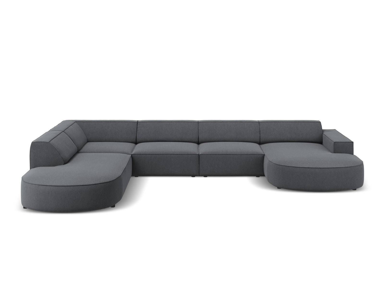 PANORAMASOFA links Jodie aus strukturiertem Stoff dunkelgrau 7 Sitzplätze - Dunkelgrau, Textil (262/70/364cm) - Micadoni