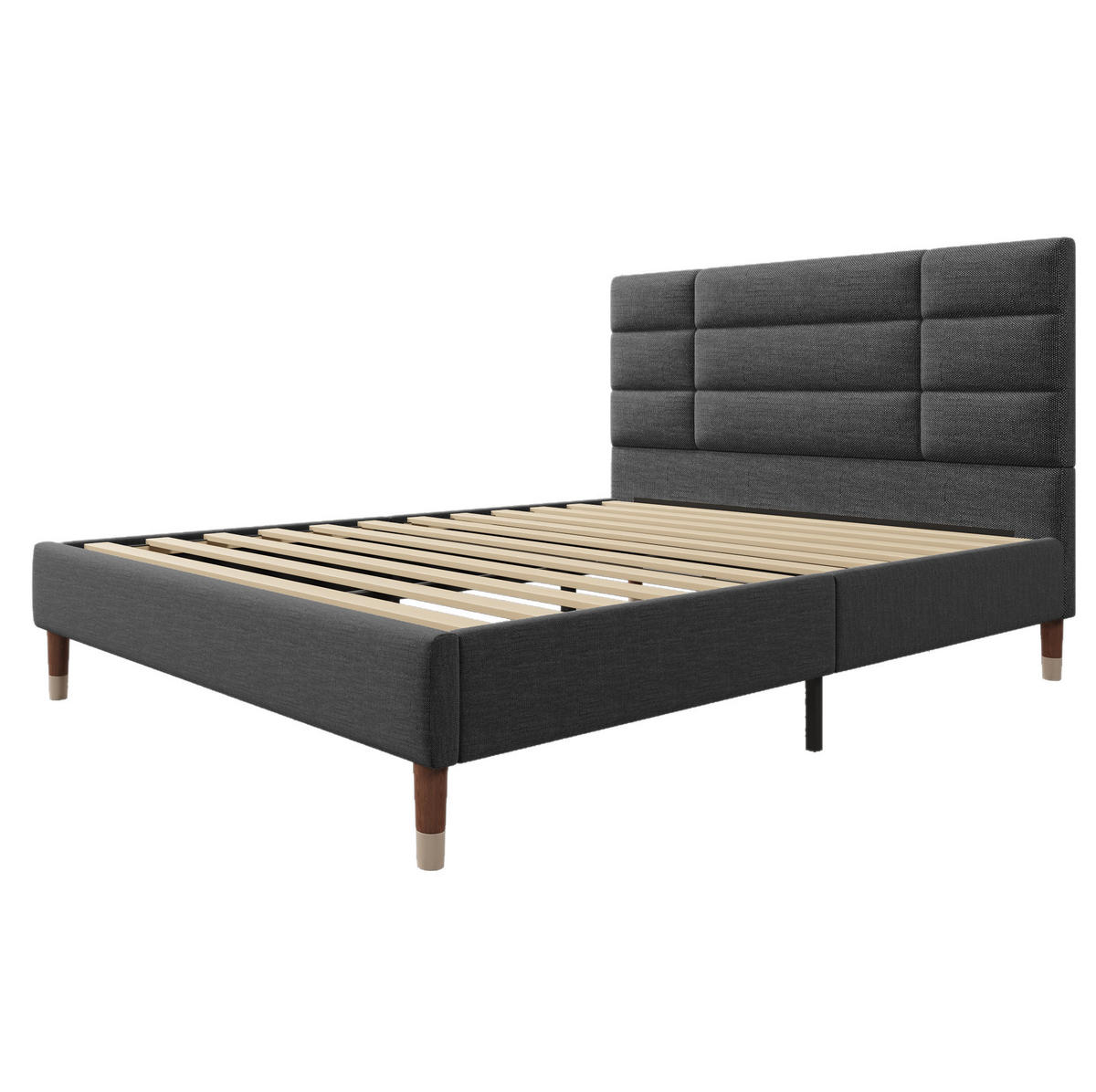 POLSTERBETT 140/200 cm mit Lattenrost, Matratze und Stauraum unter dem Bett, Grau - Grau, Holzwerkstoff (140/200cm) - Redom