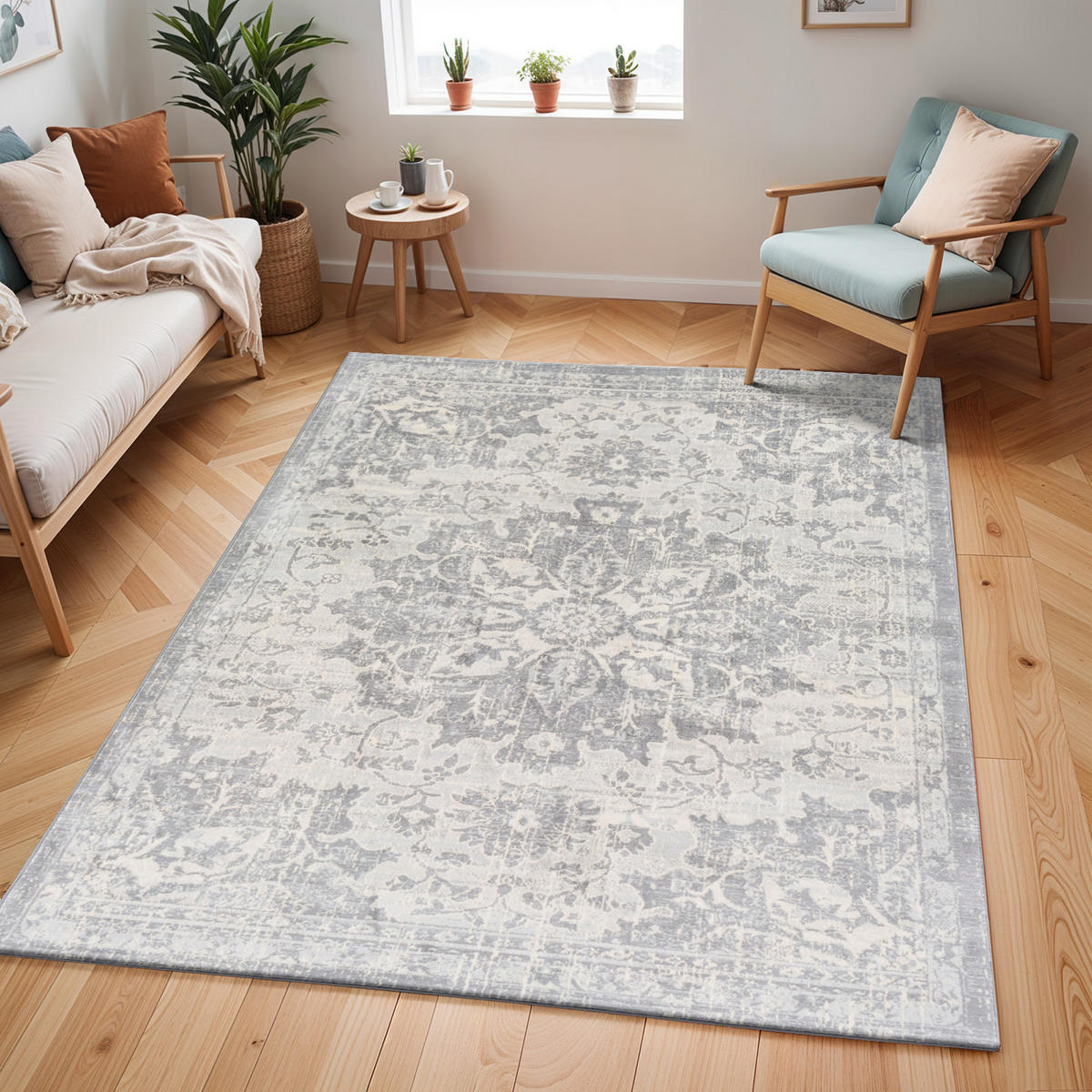 VINTAGE-TEPPICH Sage 200/290 cm Grau - Grau, Textil (200/290cm) - LIVABLISS