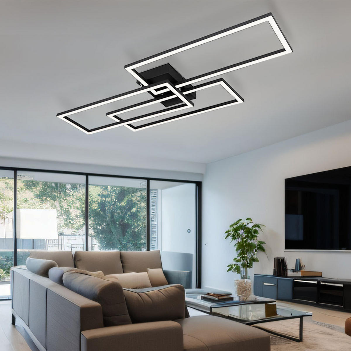 LED DECKENLEUCHTE Tiny Schwarz Metall - Schwarz, Metall (90/40/8cm) - Globo Lighting