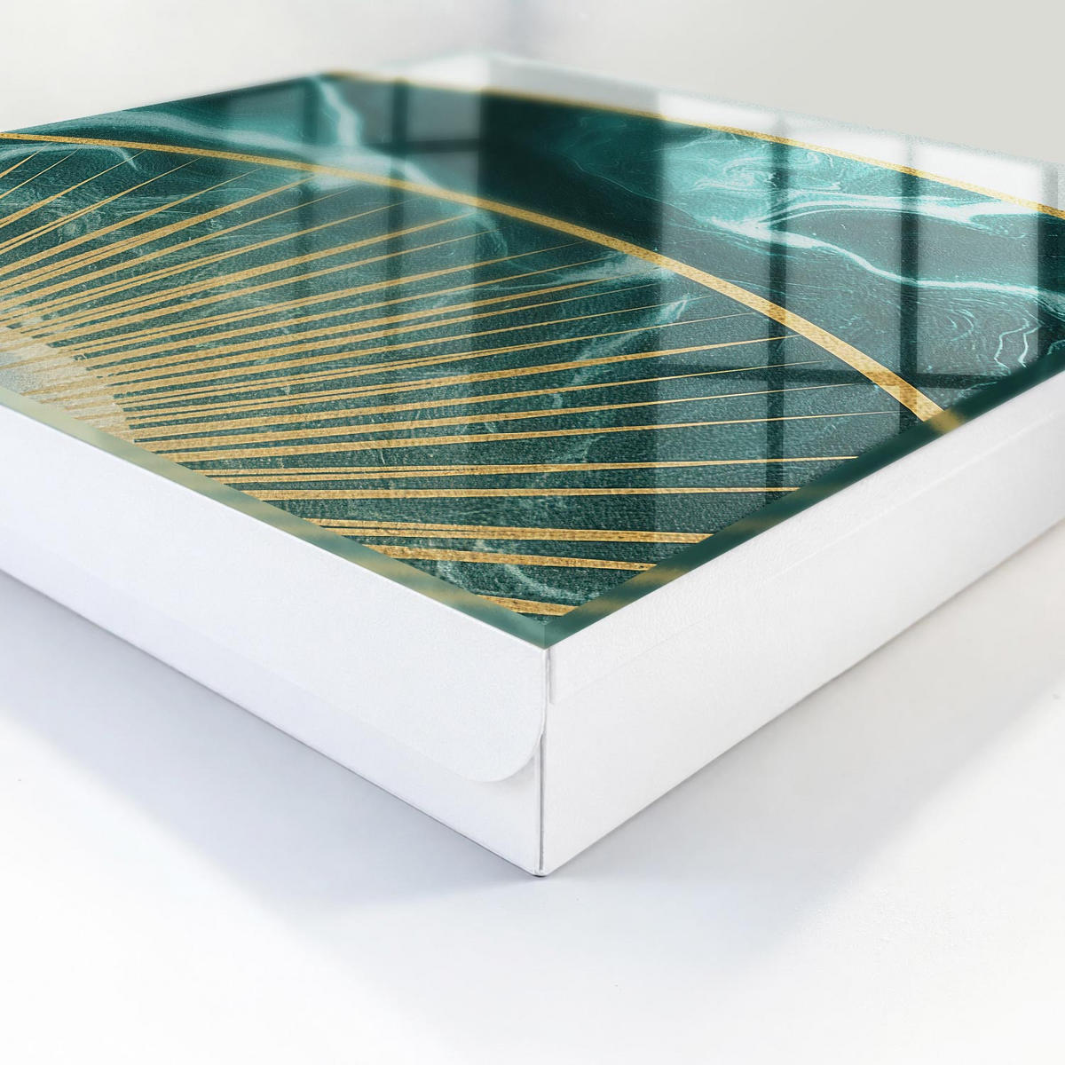SCHLÜSSELBOX Weiß 30x30 cm – Türöffnung nach rechts - Elegante Harmonie - Grün, Metall (30/30/5cm) - TULUP