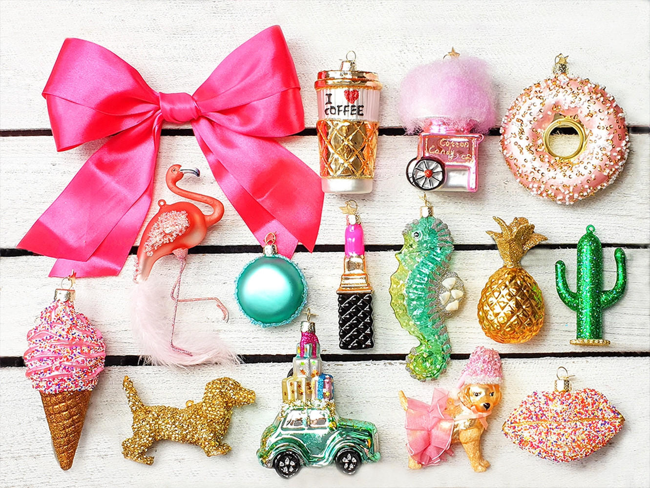 LAALU CHRISTBAUMKUGEL-SET 59 Stück in Luxusbox HAPPY AND PINK für Weihnachtsbäume 120-210 cm - Goldfarben/Rosa, Glas/Kunststoff (55/50/75cm) - LAALU