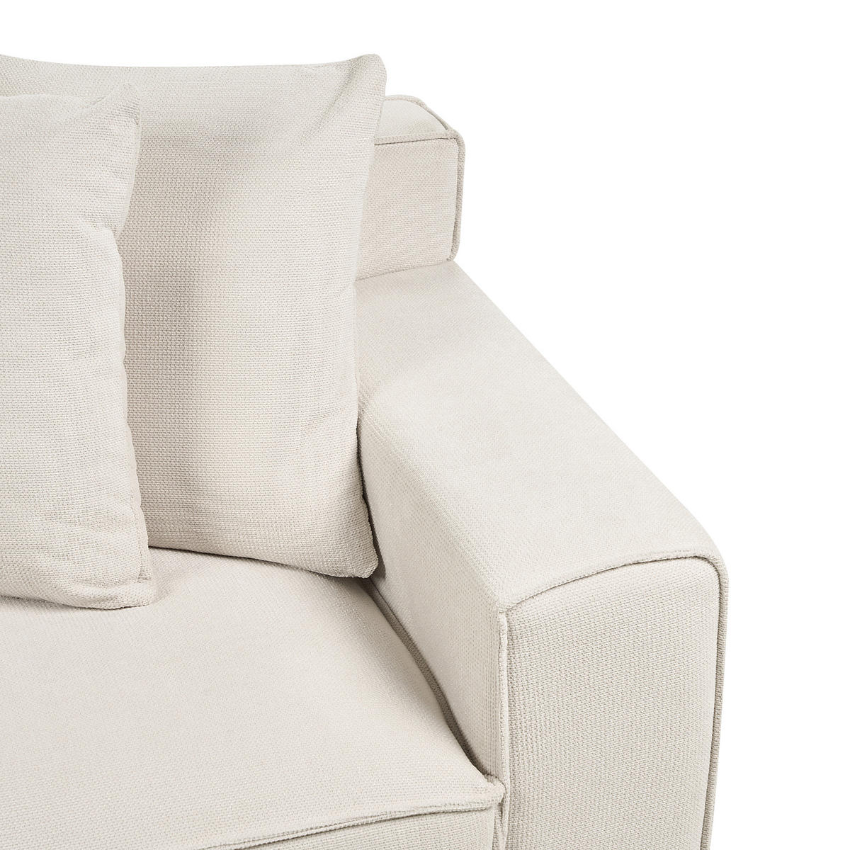 3-SITZER-SOFA cremeweiß mit Kissen Viskan - Weiß, Textil (200/67/82cm) - Beliani