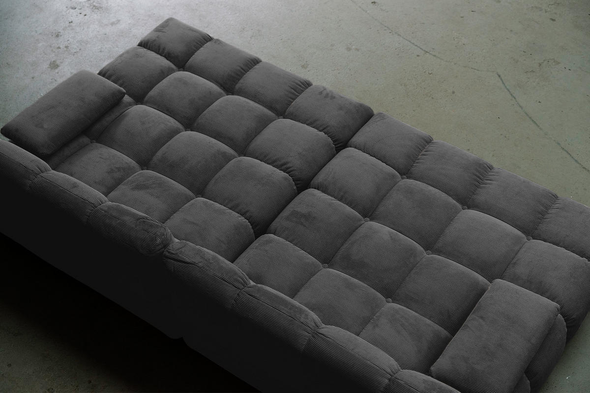 BIG SOFA VIVIEN Anthrazit Cord - Anthrazit/Schwarz, Kunststoff/Textil (296/85/178cm) - KAWOLA