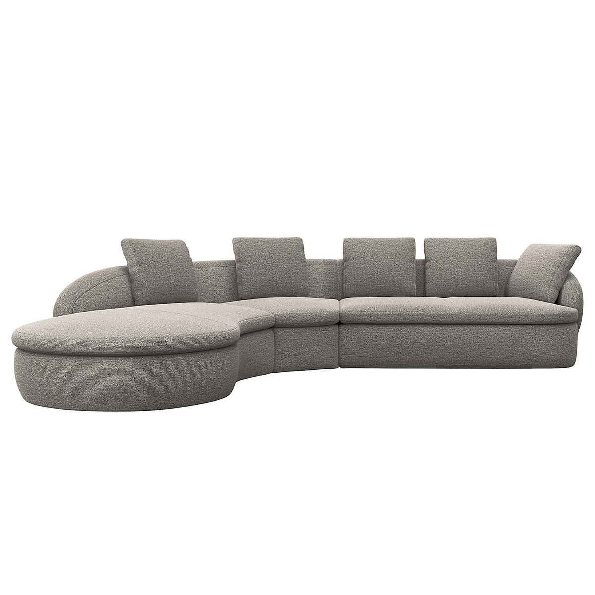 ECKSOFA mit Rundecke - Schwarz/Grau, Kunststoff/Textil (340/225cm) - home24