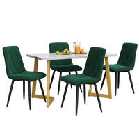 ESSTISCHSET 117x68 Cm Mit 4 Stühlen, Rechteckig, Dunkelgrün Twill, Gold - Grün, Holzwerkstoff (117/75/68cm) - FLIEKS