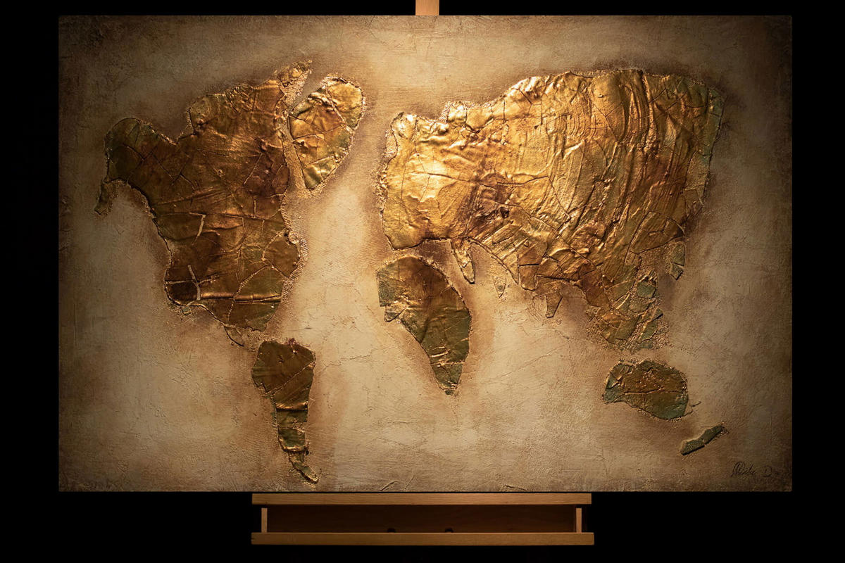 ÖLGEMÄLDE 120/80 cm - Beige/Goldfarben, Holz/Textil (3.24/80cm) - KUNSTLOFT