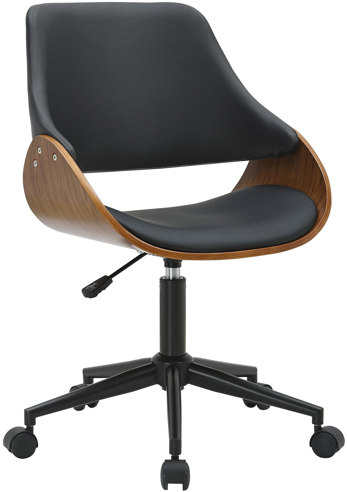 DREHSTUHL Lederlook Walnuss/Schwarz - Walnussfarben/Schwarz, Textil/Metall (52/81/56cm) - CLP