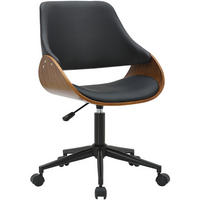 DREHSTUHL Lederlook Walnuss/Schwarz - Walnussfarben/Schwarz, Textil/Metall (52/81/56cm) - CLP