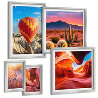 BILDER SET 5er Set - 50x50 cm & 20x30 cm & 40x60 cm Silberner Rahmen - Landschaften von Wüstenschluchten - Silberfarben, Kunststoff (40/60cm) - TULUP