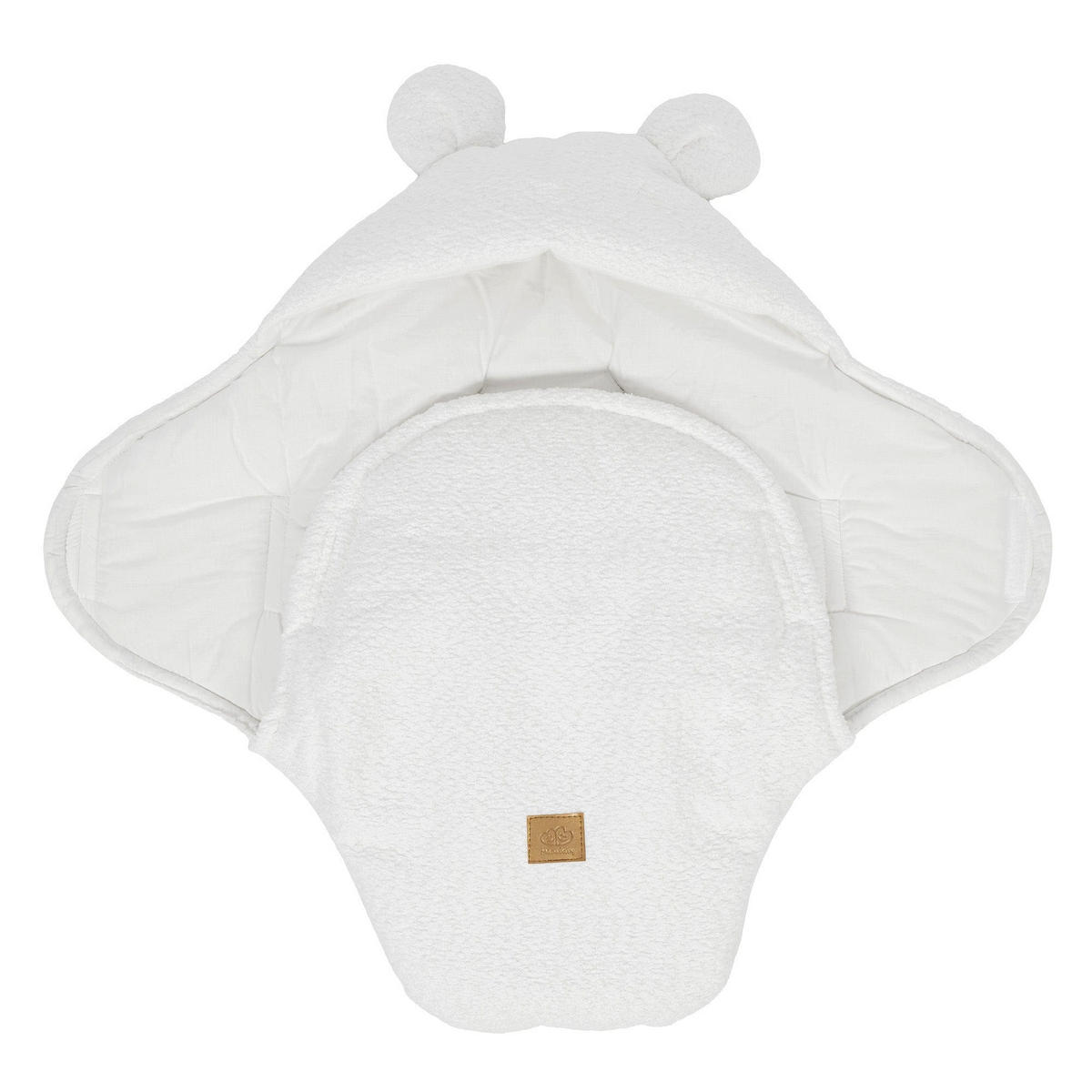EINSCHLAGDECKE für Babys mit Teddyohren aus Bouclé in Creme-Weiß - Weiß, Textil (45/80cm) - MeowBaby
