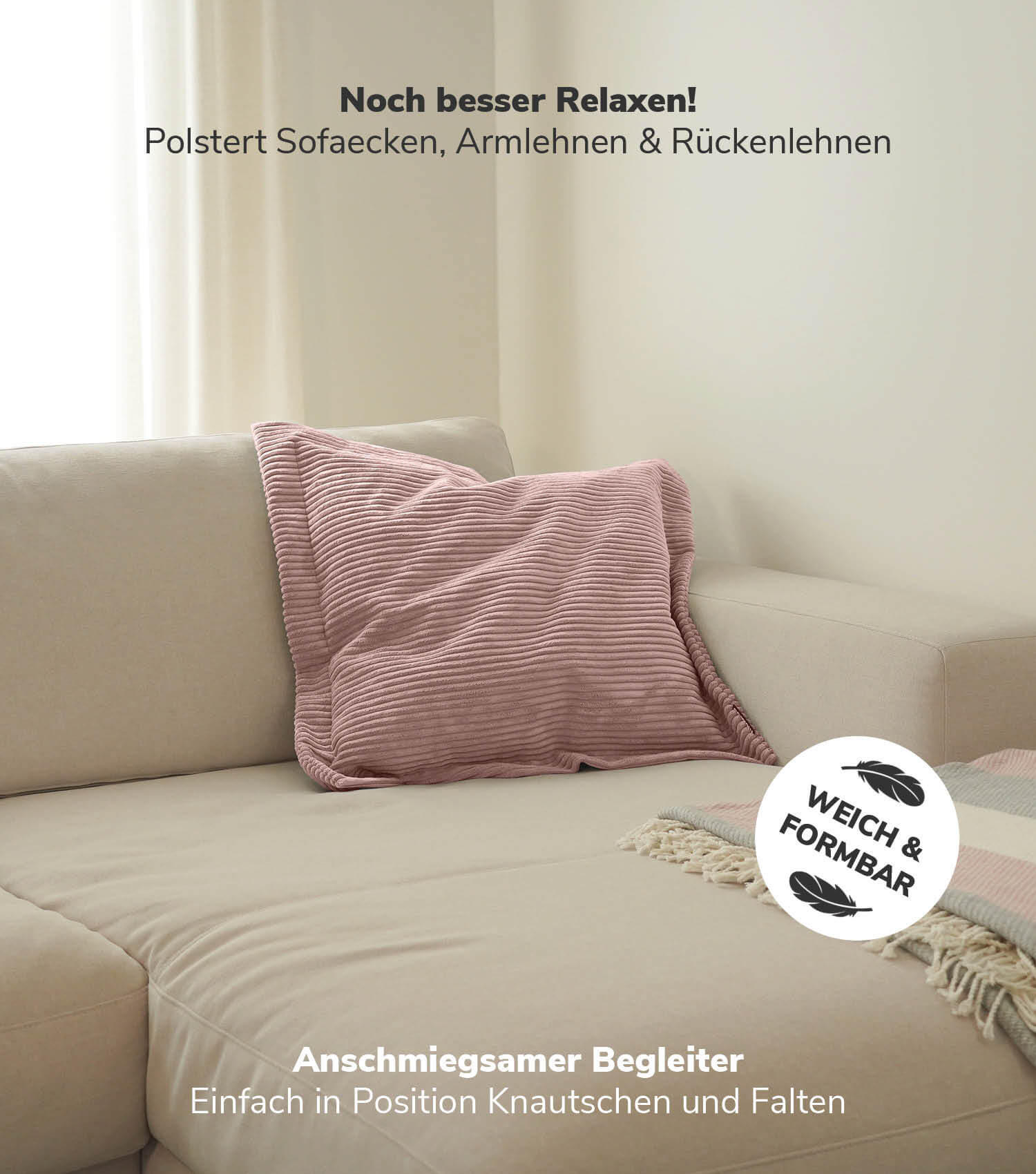 SOFAKISSEN Das Wölkchen - Rosa, Textil (70/8cm) - Mokebo