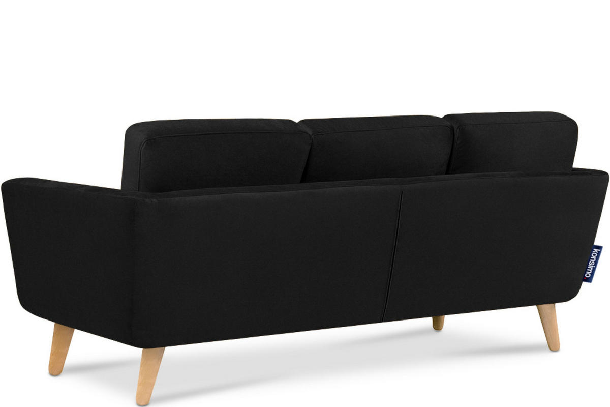 ECKSOFA TAGIO-RECHTS 3/4 Sitzer, Schwarz - Schwarz/Braun, Buchenholz/Textil (190/151cm) - KONSIMO®
