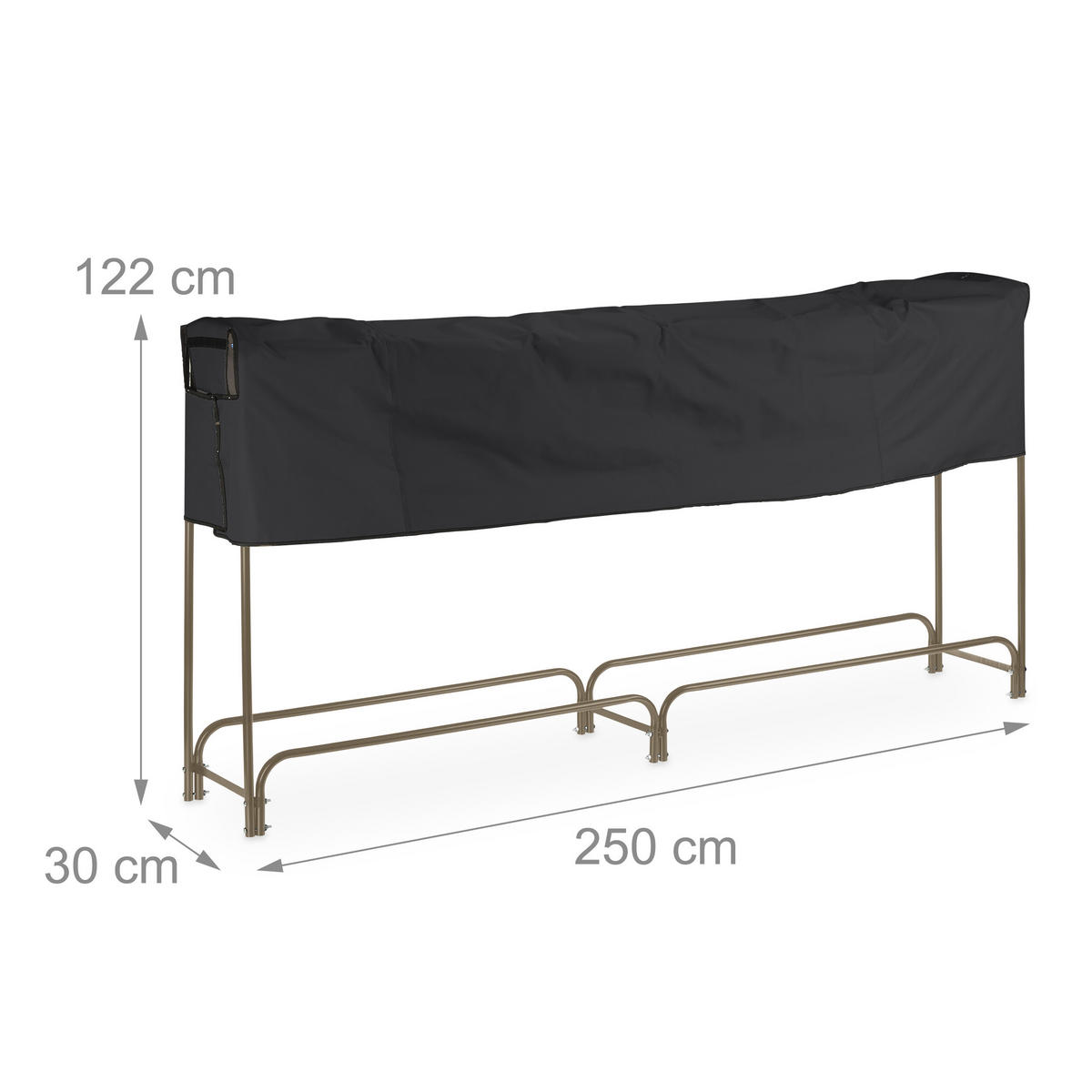 KAMINHOLZREGAL - Multicolor, Textil/Metall (250/122/30cm) - Relaxdays