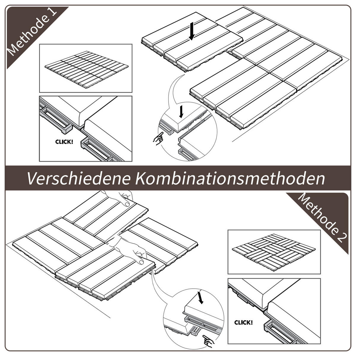 TERRASSENFLIESEN DE-10144 Klicksystem mit Drainage Braun - Braun, Kunststoff (30/30/2cm) - ComfortXL