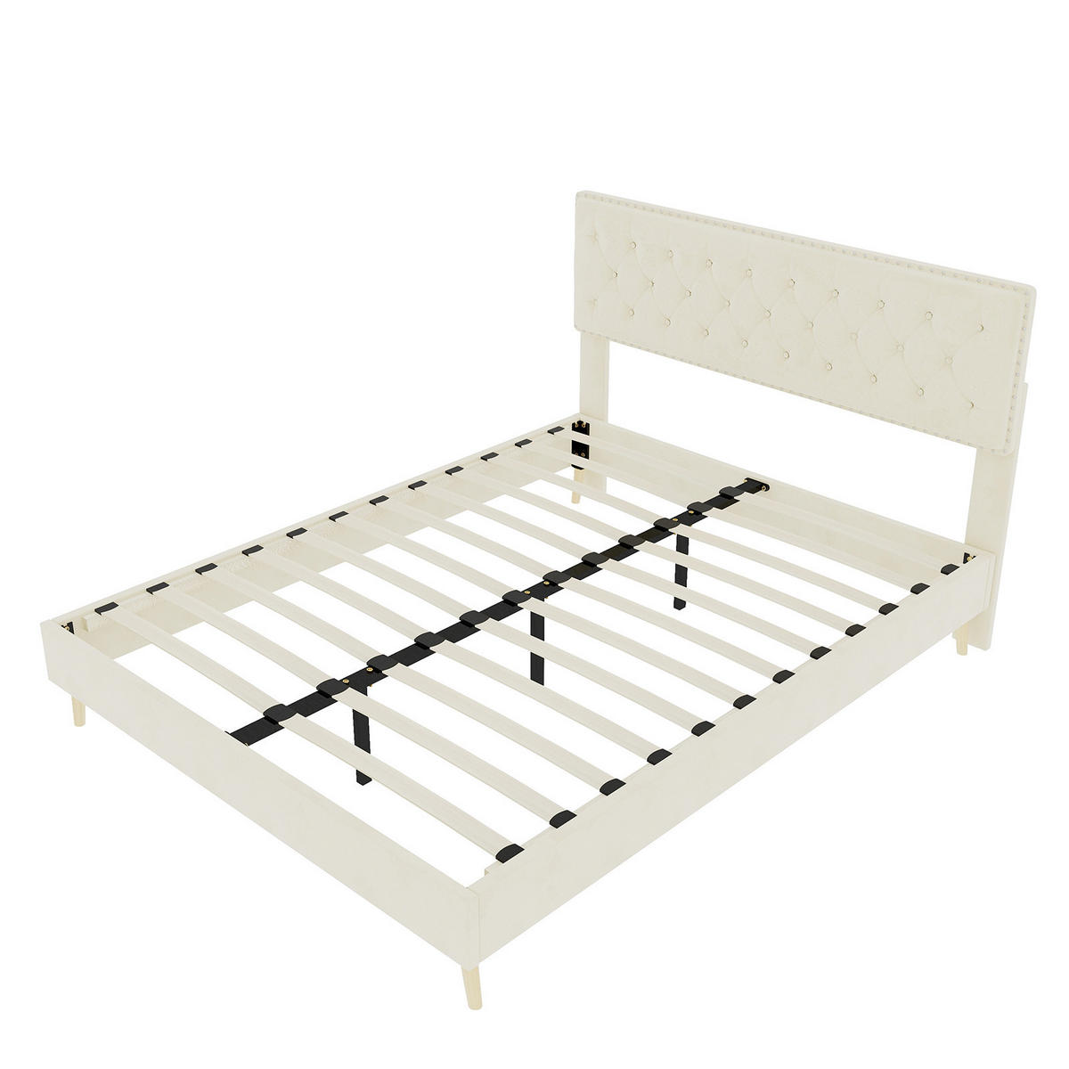 POLSTERBETT 140/200 cm DE-32971 mit Matratze Beige - Beige, Metall (140/200cm) - ComfortXL