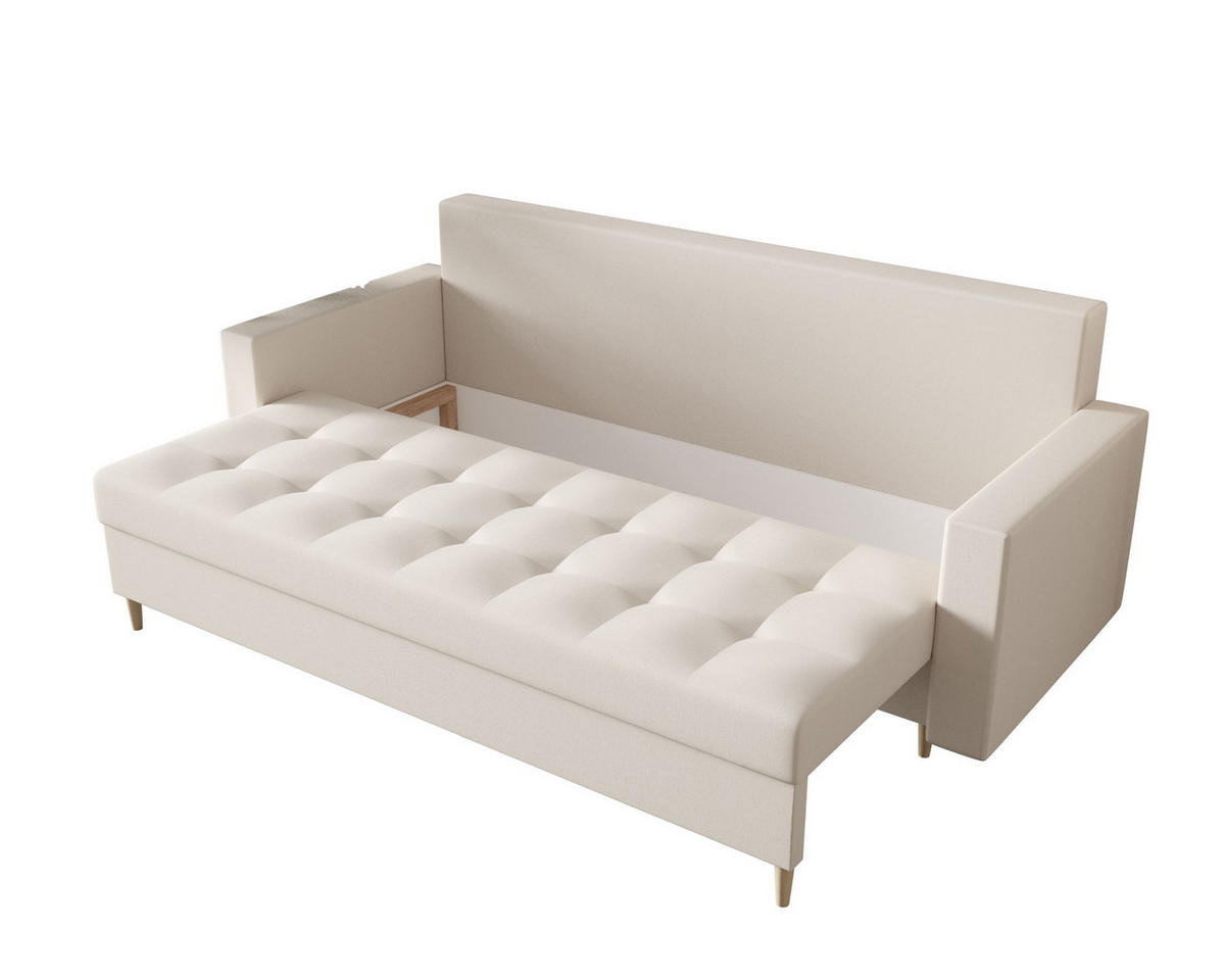 SOFA SKANDI mit Schlaffunktion COSMIC 10 mit Stauraum - Beige, Textil (90/88/232cm) - Bedante