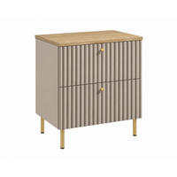 BADEZIMMERSCHRANK: Kaschmir / Platte Helle Eiche / Griffe Gold / Beine Gold, 60 x 44,4 x 73,6 cm - Kaschmir/Goldfarben, Holzwerkstoff (60/73.6/44.4cm) - 3XE LIVING