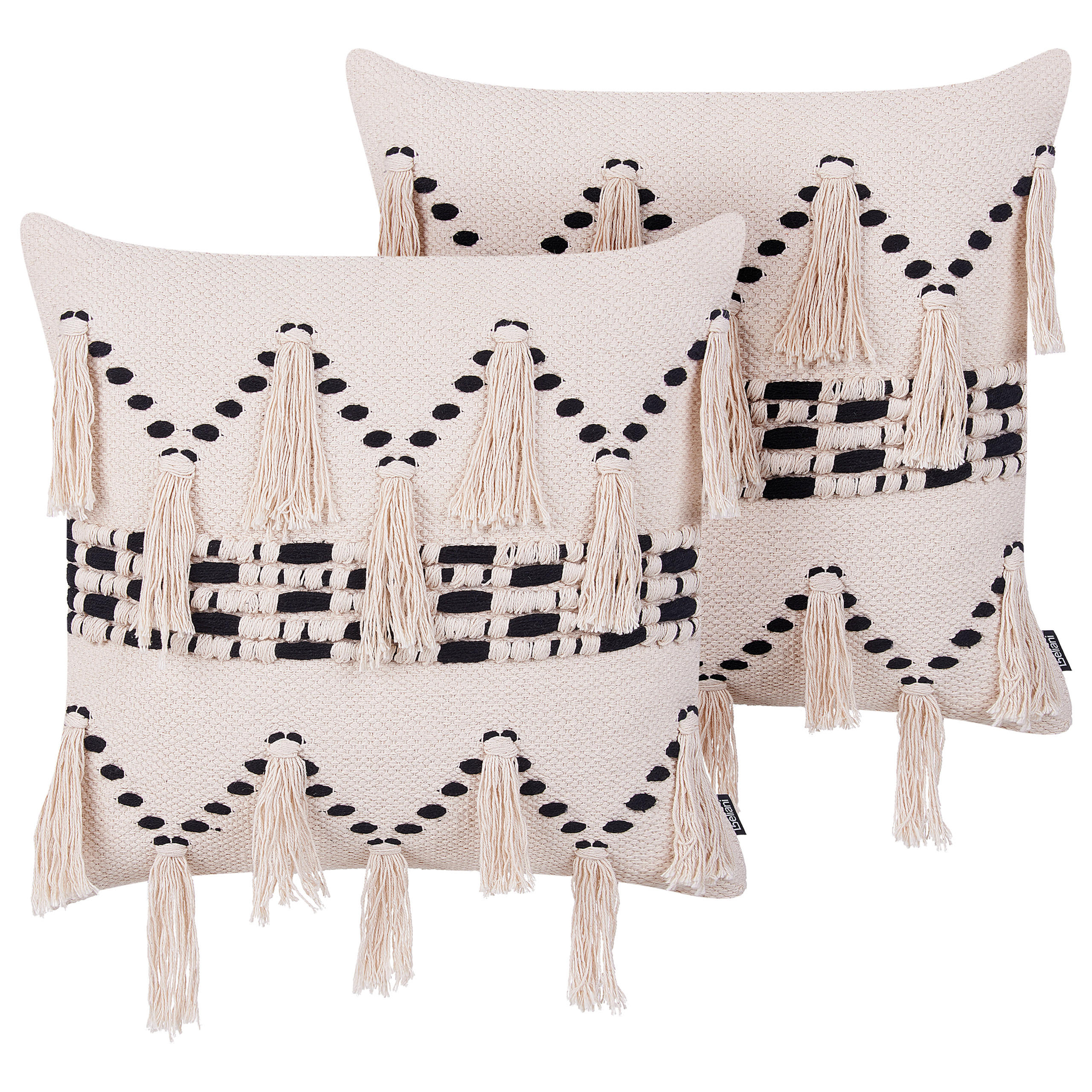 OKRASNA BLAZINA komplet 2 svetlo bež 45/45 cm Thondi - bež, tekstil/naravni materiali (45/45cm) - Beliani