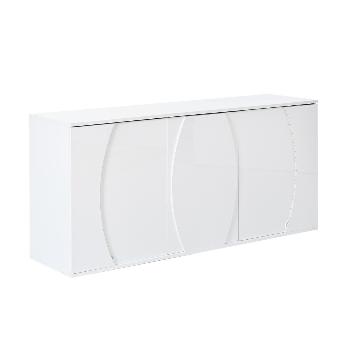 SIDEBOARD aus Spanplatte 150x40x70 cm Weiß mit LED-Beleuchtung und 3 Türen - Weiß, Holzwerkstoff (150/70/40cm) - IVMEU