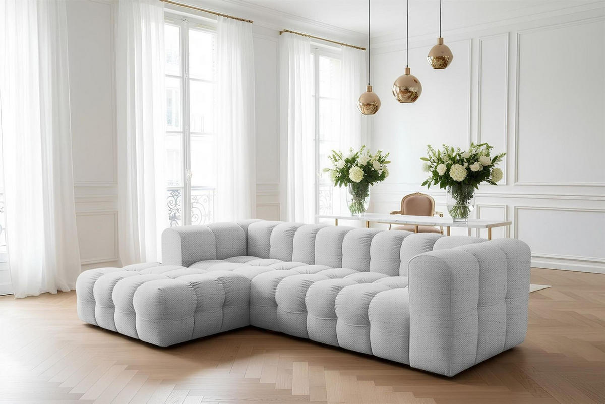 ECKSOFA Solvie In Moly - Hellgrau, Holzwerkstoff/Textil (193/290cm) - Fun Möbel