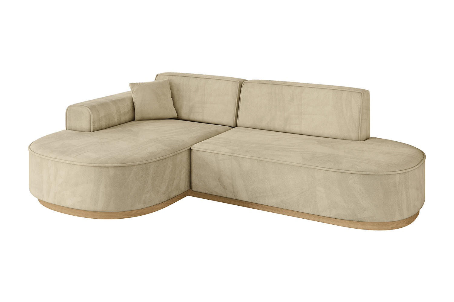 ECKSOFA Ottomane Links MARI-L1-v2 - 243x171x83 cm Beige Velours - Beige, Holzwerkstoff/Textil (243/171cm) - ALTDECOR