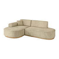 ECKSOFA Ottomane Links MARI-L1-v2 - 243x171x83 cm Beige Velours - Beige, Holzwerkstoff/Textil (243/171cm) - ALTDECOR