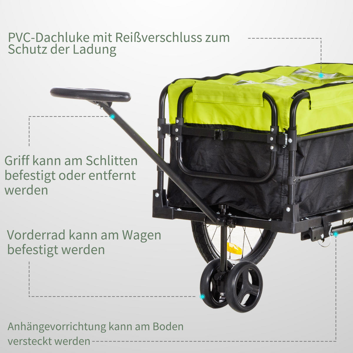 FAHRRADANHÄNGER - Gelb/Schwarz, Textil (64/103/130cm) - HOMCOM