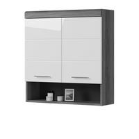 HÄNGESCHRANK weiß Hochglanz, grau 74 cm, Badschrank 2-türig - Chromfarben/Weiß Hochglanz, Holzwerkstoff/Kunststoff (74/79/24cm) - Inn.Furn