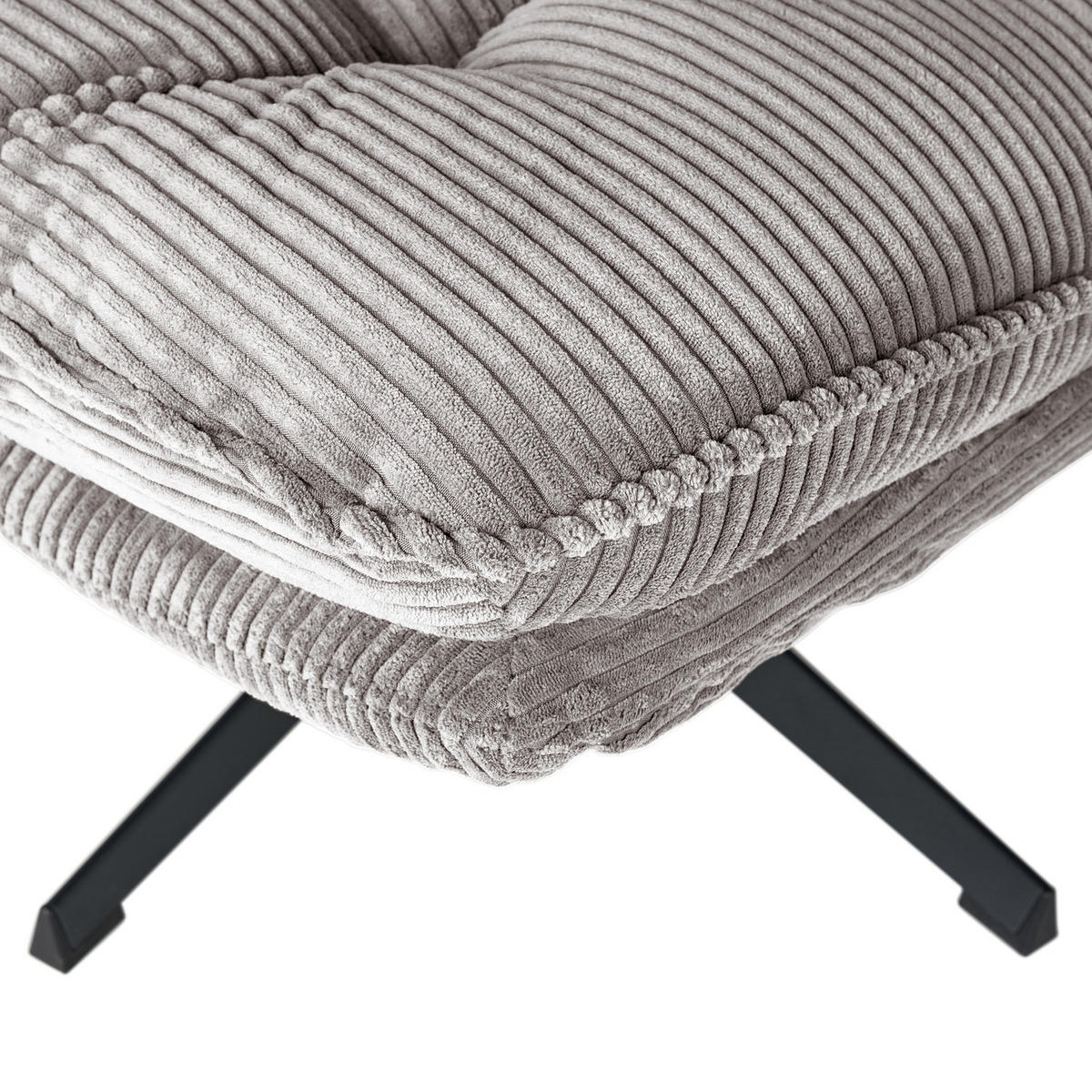 SESSEL - Cord - Schwarz/Grau, Textil/Metall (72/85/90cm) - home24