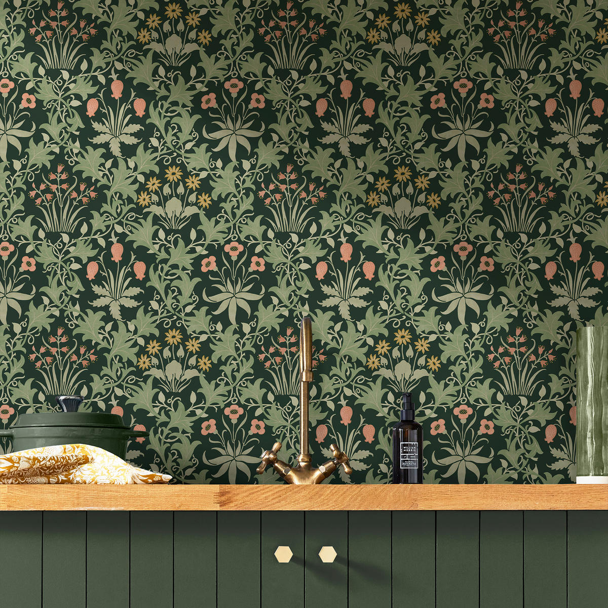 VLIESTAPETE Celandine Schöllkraut 1000x52cm - Grün, Papier/Kunststoff (52/1000cm) - William Morris at Home
