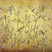 FOTOTAPETE Blumen und Vögel 424 x 280 cm - Gelb, Papier (424/280cm) - Sanders & Sanders