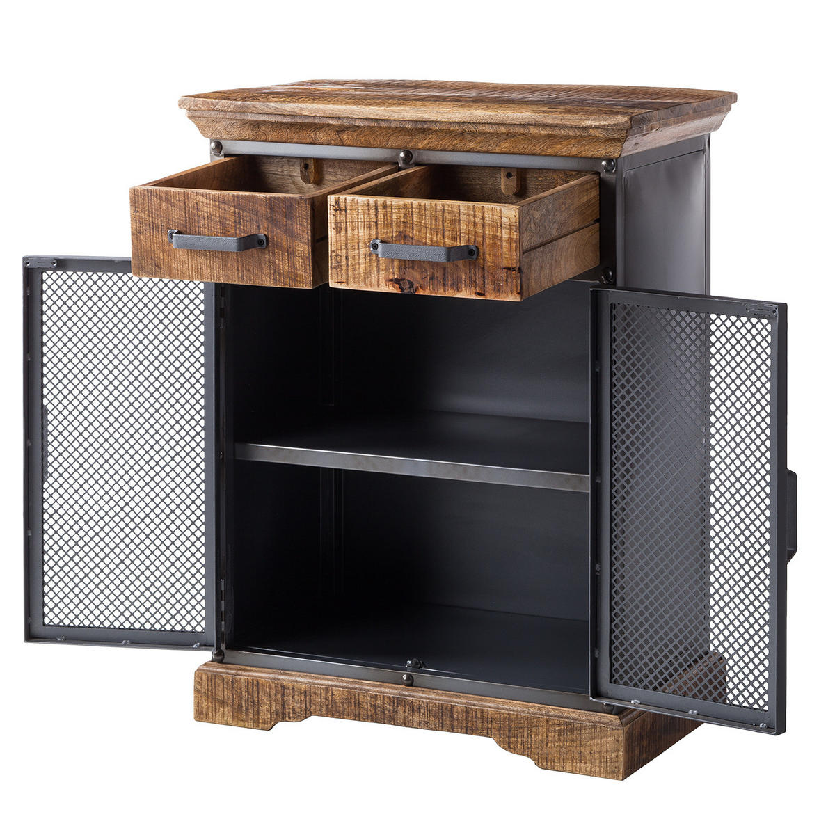 KOMMODE - Mango massiv / Metall - Beige, Holz (71/90/42cm) - home24