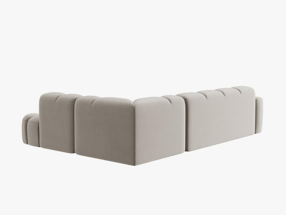 ECKSOFA rechts Lisa aus Samt leichtes beige 5 Sitzplätze - Creme, Textil (234/293cm) - Micadoni