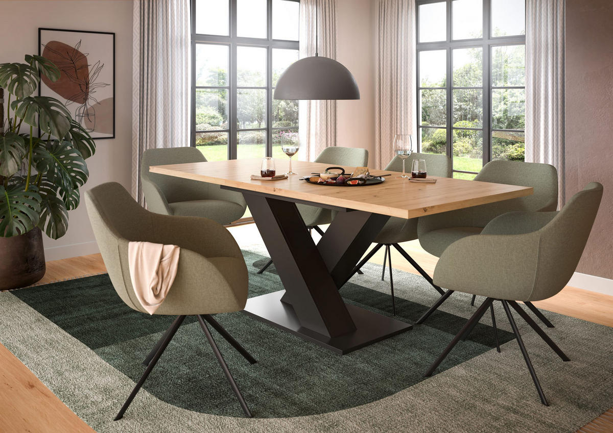 ESSTISCH MOTION (B/H/T: ca. 150/76/90 cm) in grau/Artisan Oak Nachbildung - Grau, Holzwerkstoff (90/150/76cm)