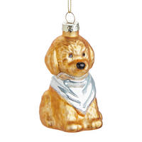 BAUMANHÄNGER Hang On Hund mit Halstuch - Hellbraun, Glas (7/9/5cm) - Butlers