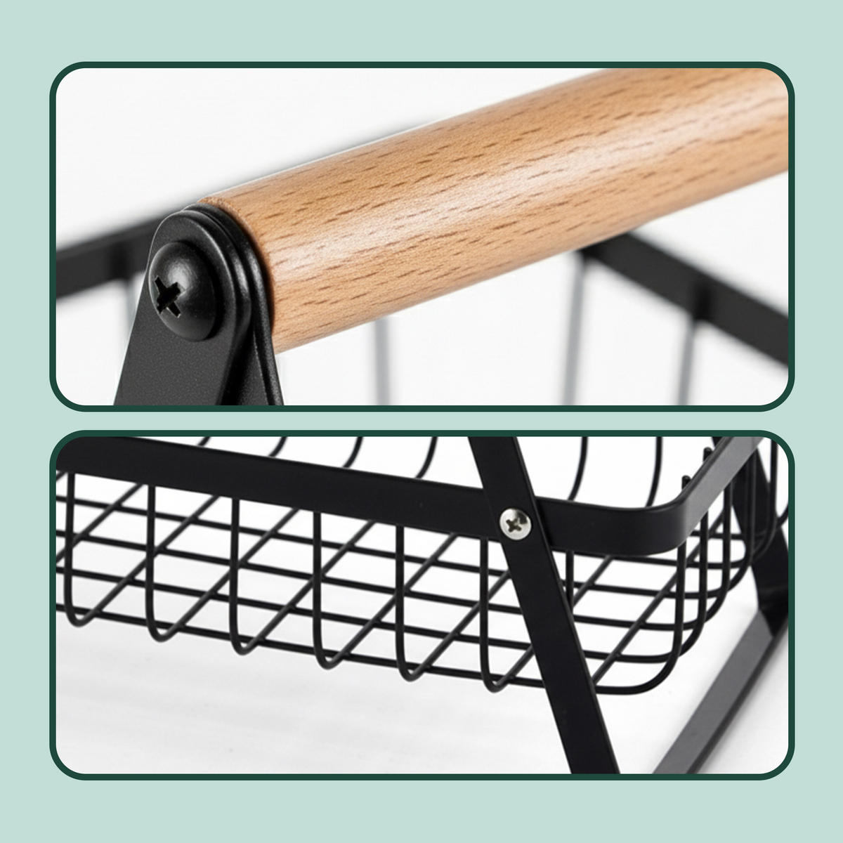 OBST-ETAGERE - Schwarz, Holz/Metall (34cm) - Relaxdays