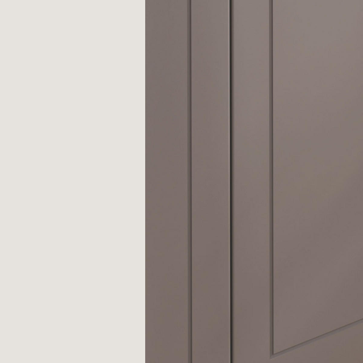 KÜCHENZEILE Kvantum Grau / Beige Matt 240 / 51,6 / 207cm (HETTICH Vollauszug) - Beige/Grau, Holzwerkstoff/Metall (240/207/51.6cm) - Feldmann-Wohnen