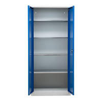 STAHLSCHRANK Bee mit 4 lackierten Fachböden 195x92x50 cm Korpusfarbe Verkehrsweiß Frontfarbe Enzianblau - Blau, Metall (92/195/50cm)