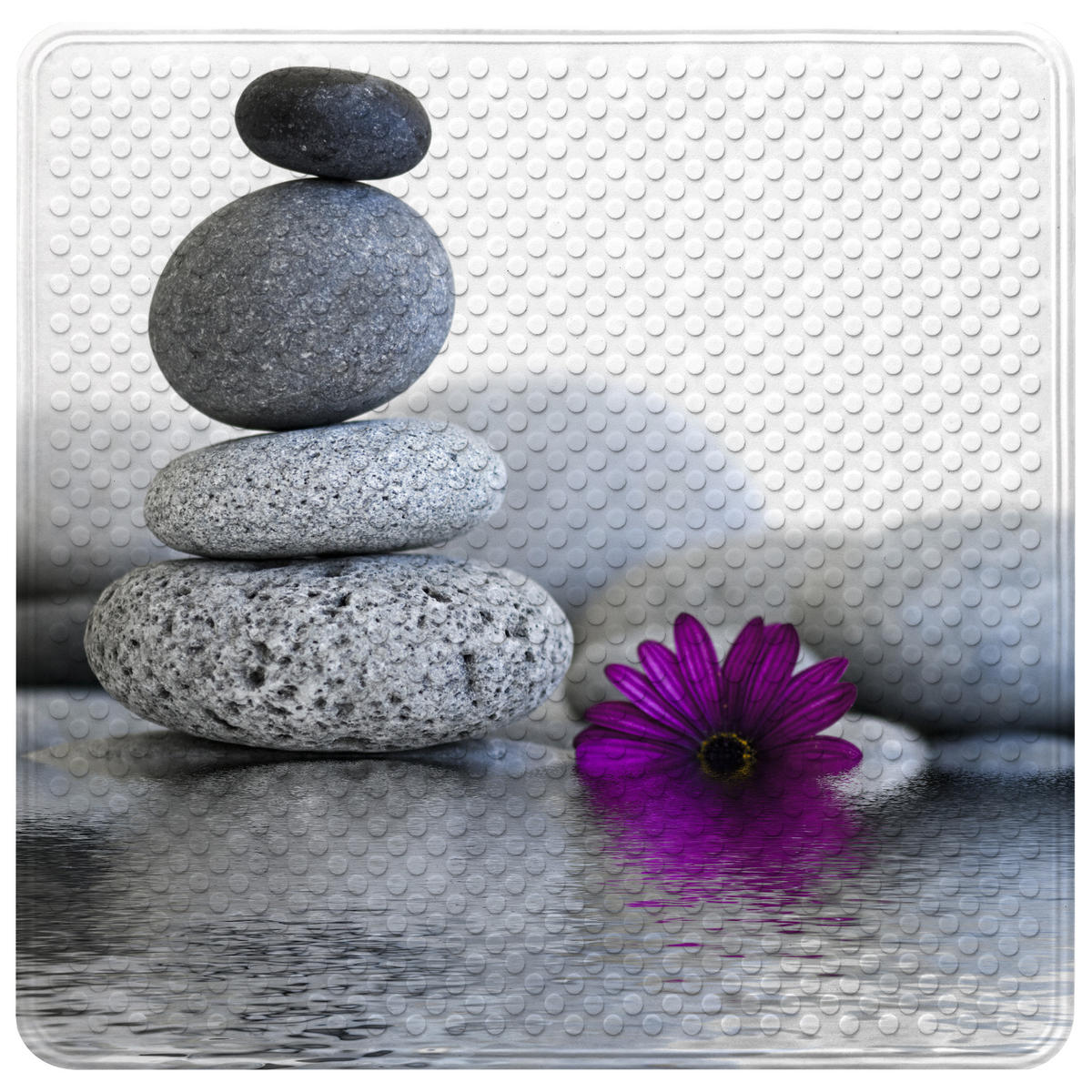 BADEMATTE Energy Stones - Grau, Kunststoff (53/53cm) - Sanilo